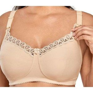 Gratlin 34 J Rose Smoked Maternity Nursing Bra Wirefree Soft with Lace Trim